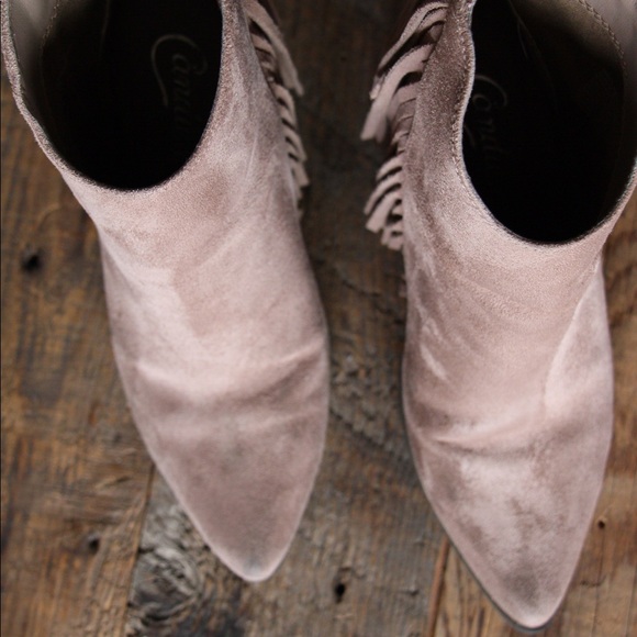 Candie's | brown suede heeled fringe ankle booties - Picture 5 of 6